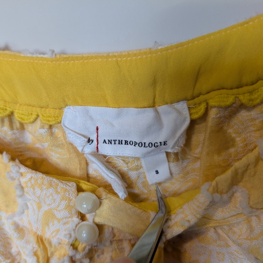 Anthropologie Yellow "Yvonne" Top Size S - Picture 4 of 15